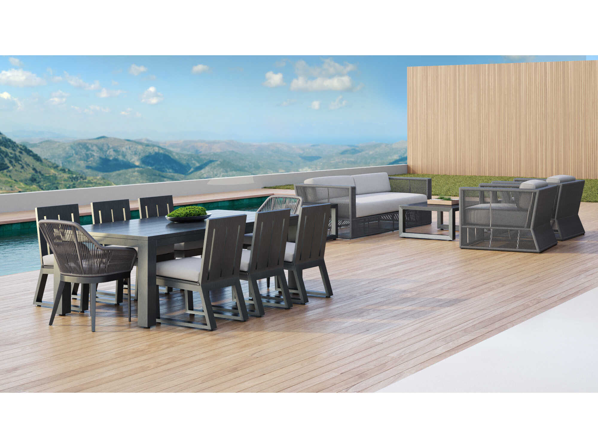 Sunset West Redondo Slate Aluminum Cushion Dining Chair