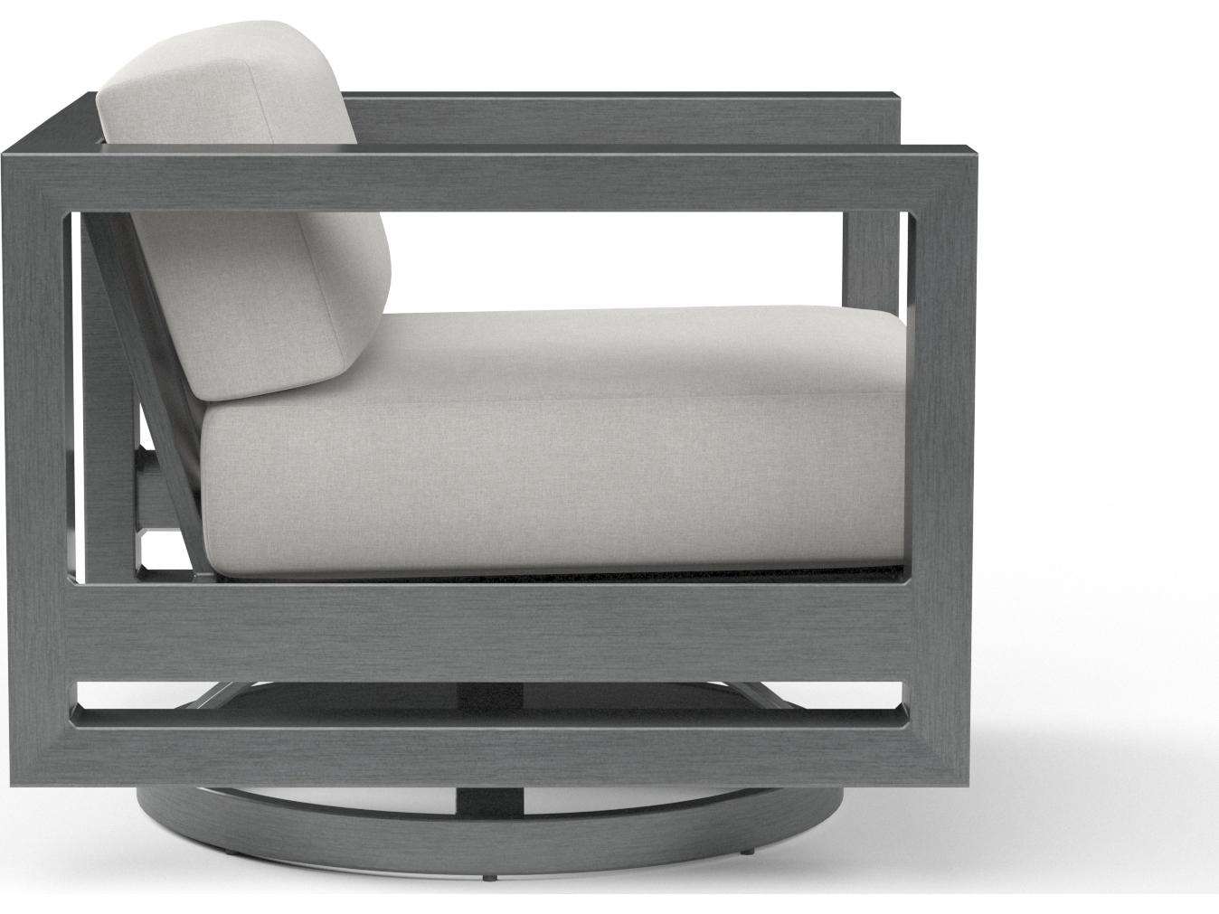 Sunset West Redondo Aluminum Slate Swivel Patio Lounge Chair