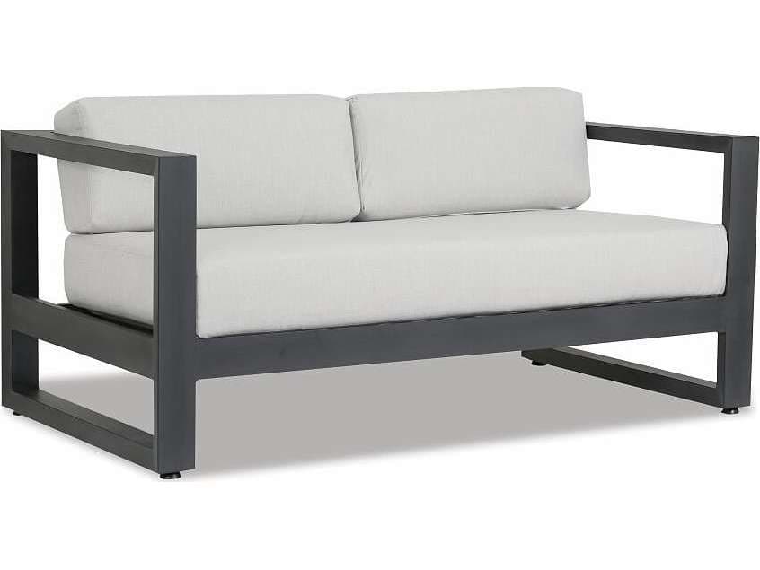 Sunset West Redondo Aluminum Patio Loveseat in Cast Silver