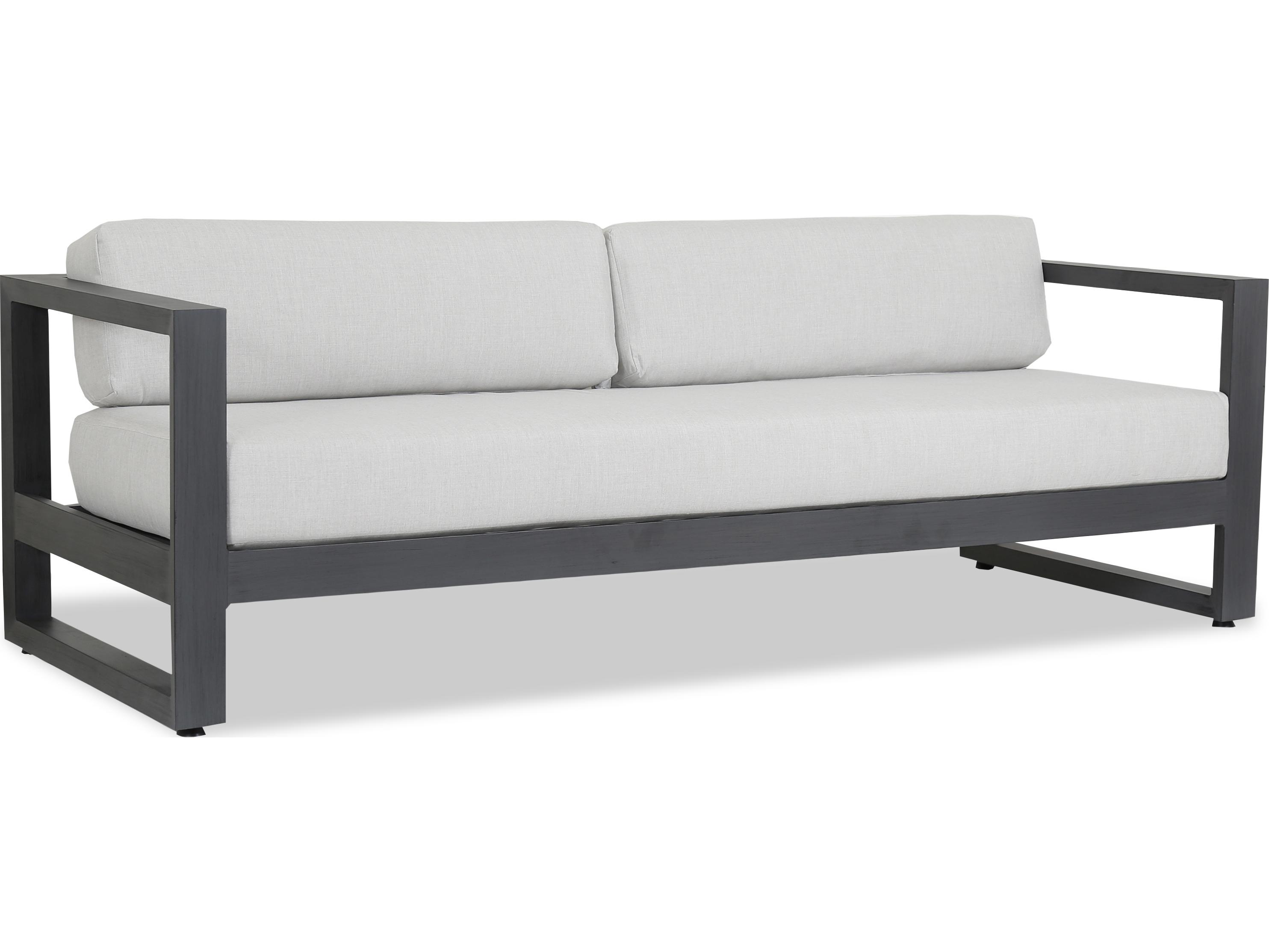 Sunset West Redondo Aluminum Outdoor Patio Sofa in Cast Silver