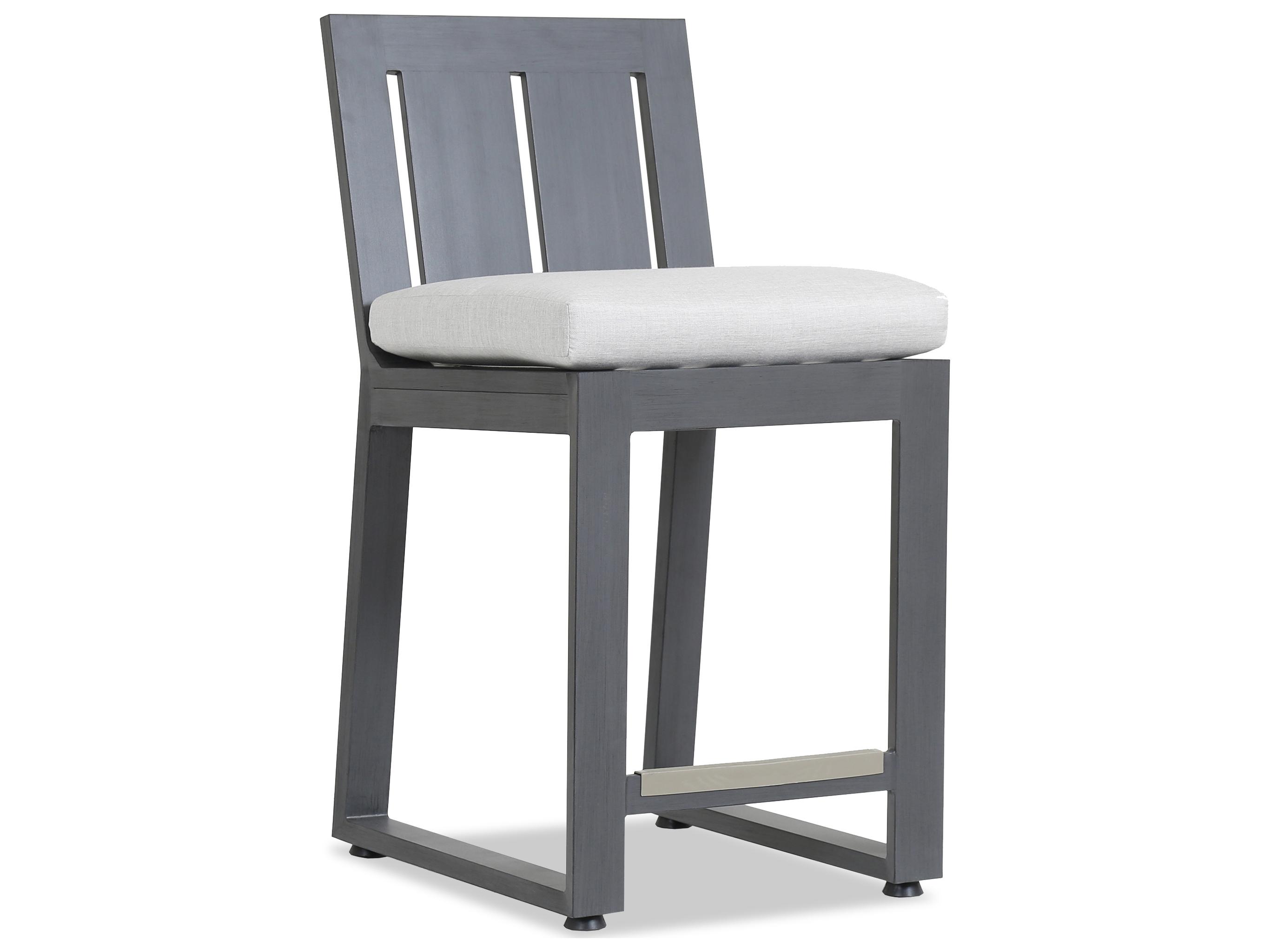 Sunset West Redondo Aluminum Outdoor Counter Stool in Cast Silver