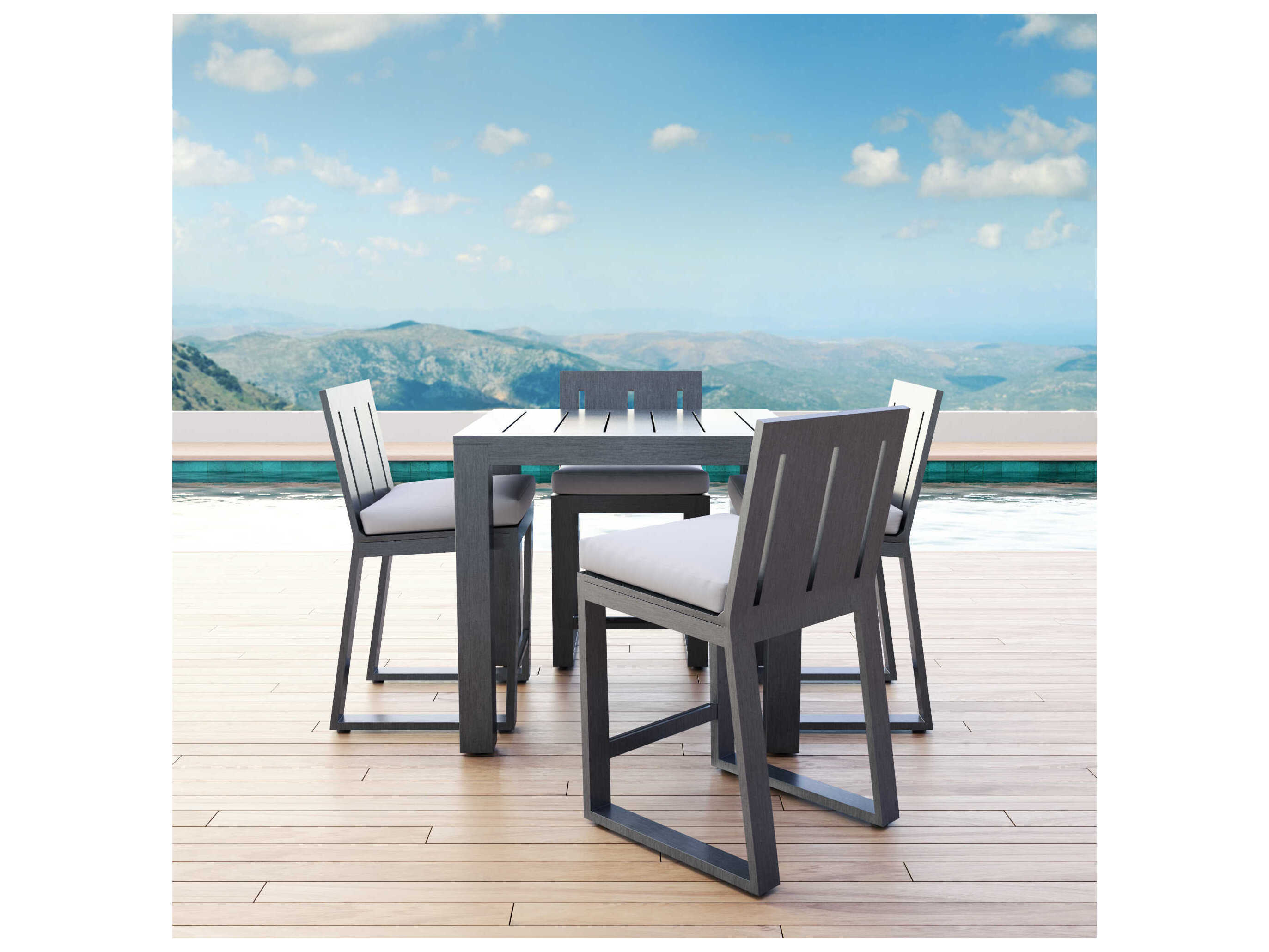 Sunset West Redondo Slate Aluminum Cushion Counter Stool