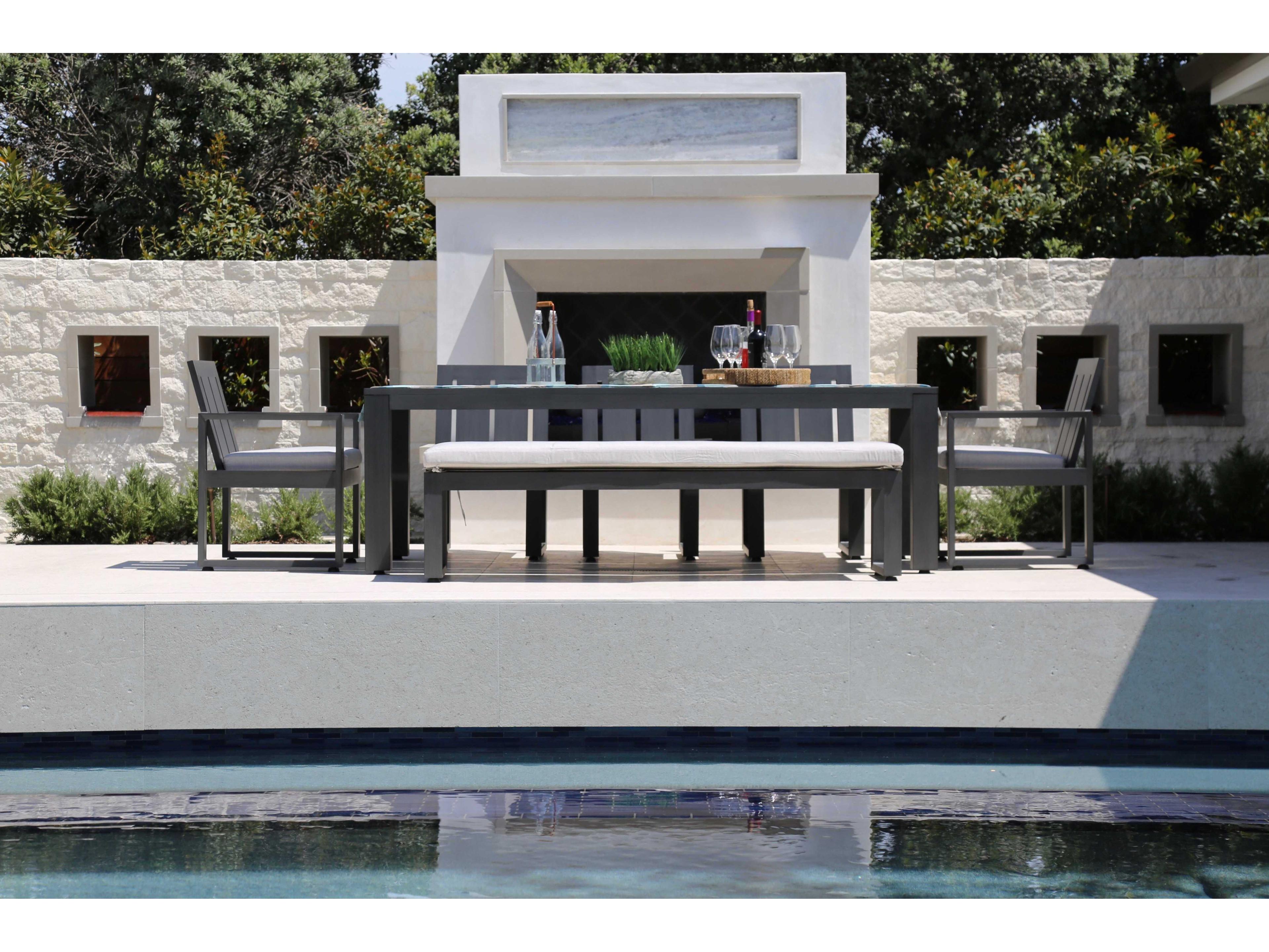 Sunset West Redondo Slate Aluminum Cushion Bench