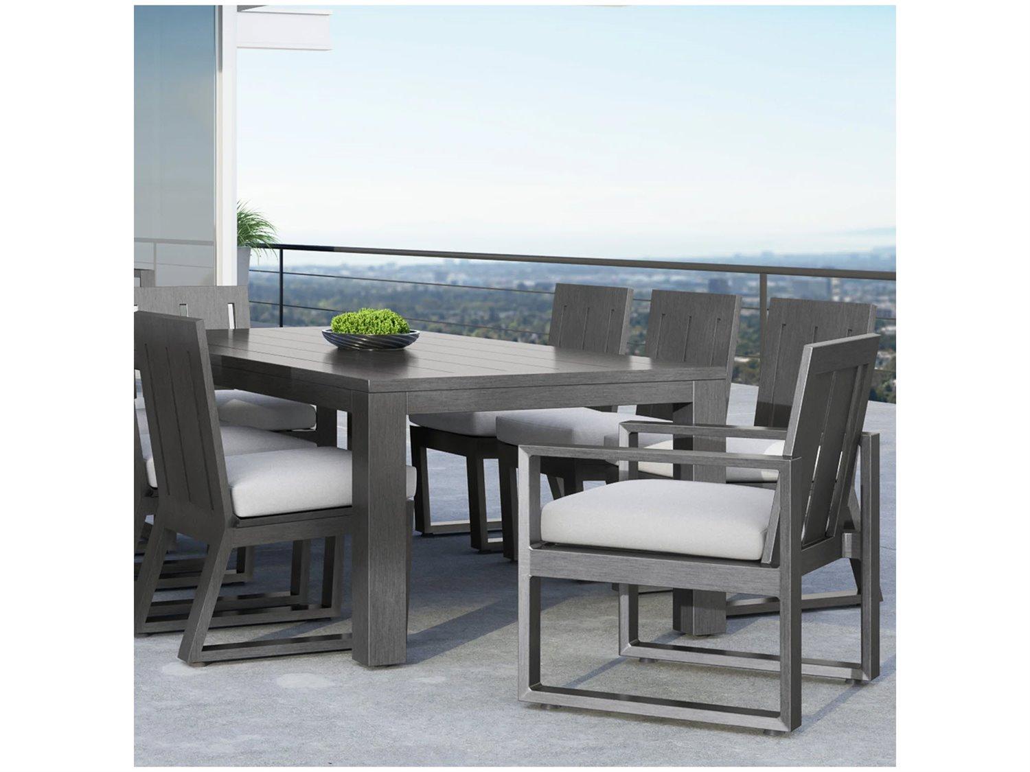 Sunset West Redondo Aluminum Outdoor Patio Dining Table with Umbrella Hole