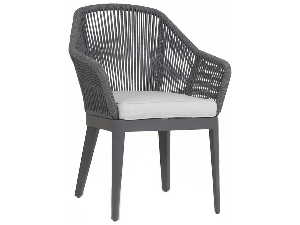 Sunset West Milano Charcoal Rope Cushion Outdoor Dining Chair in Echo Ash