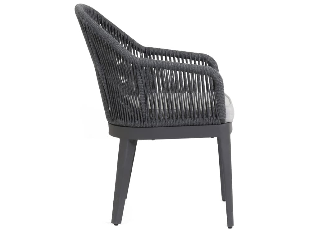 Sunset West Milano Charcoal Rope Cushion Outdoor Dining Chair in Echo Ash