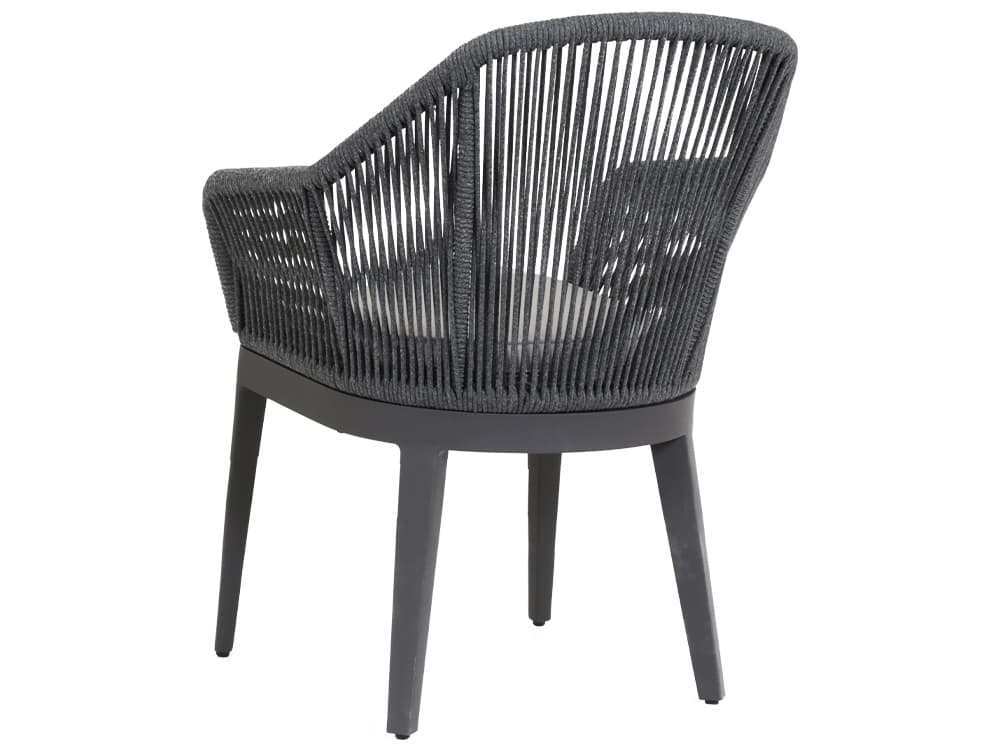 Sunset West Milano Charcoal Rope Cushion Outdoor Dining Chair in Echo Ash