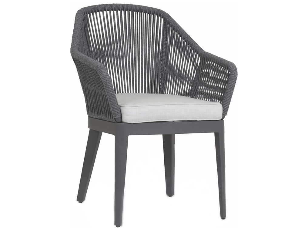 Sunset West Milano Charcoal Rope Cushion Outdoor Patio Dining Chair