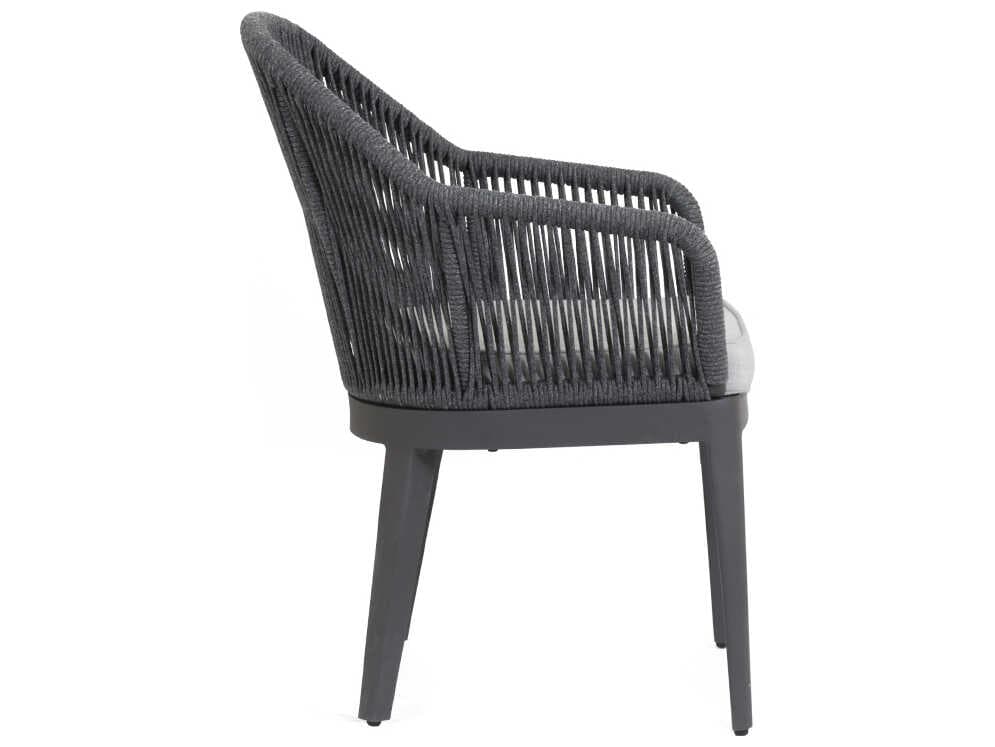 Sunset West Milano Charcoal Rope Cushion Outdoor Patio Dining Chair