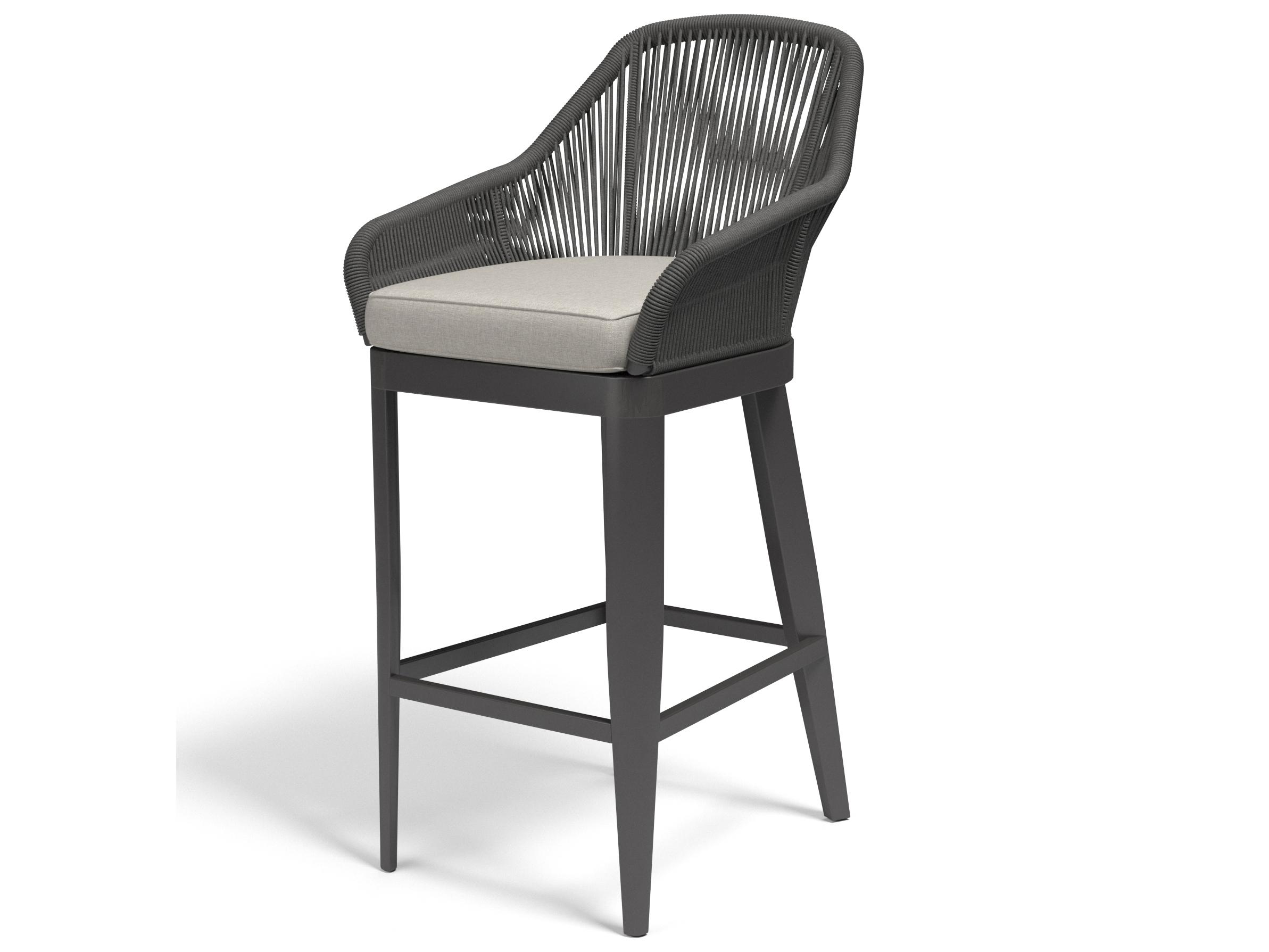 Sunset West Milano Rope Outdoor Patio Bar Stool in Echo Ash