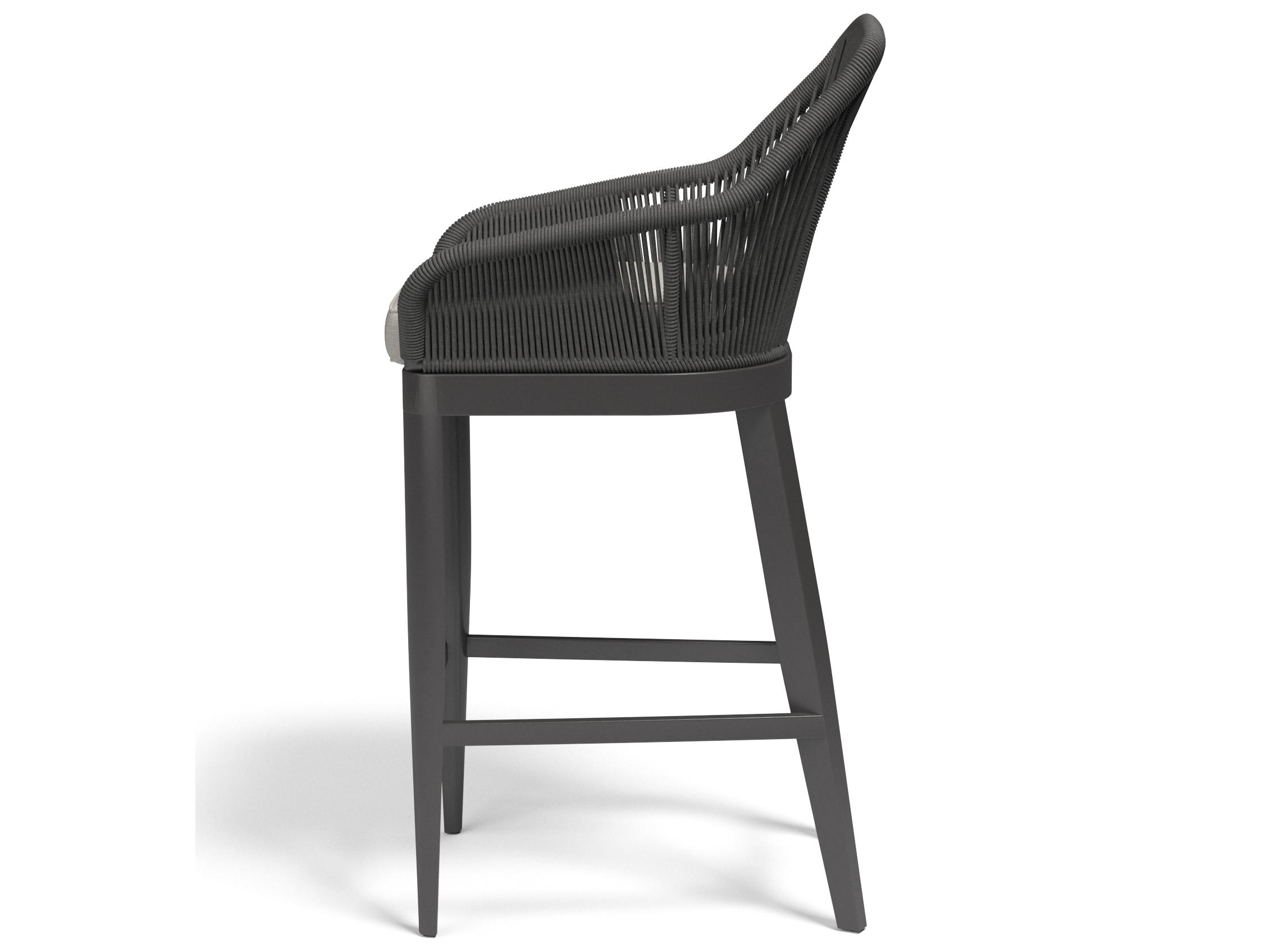 Sunset West Milano Rope Outdoor Patio Bar Stool in Echo Ash