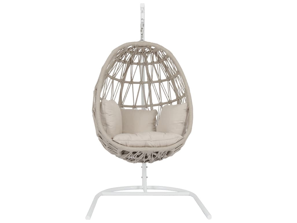 Sunset West Dana Wicker Cushion Outdoor Patio Swing in Linen Canvas with Self Welt