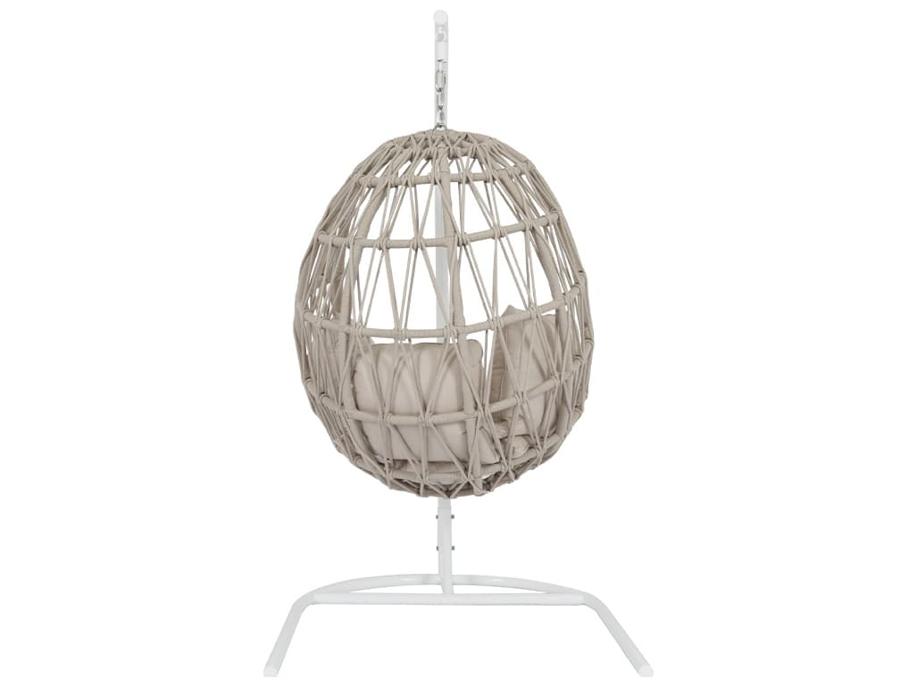 Sunset West Dana Wicker Cushion Outdoor Patio Swing in Linen Canvas with Self Welt