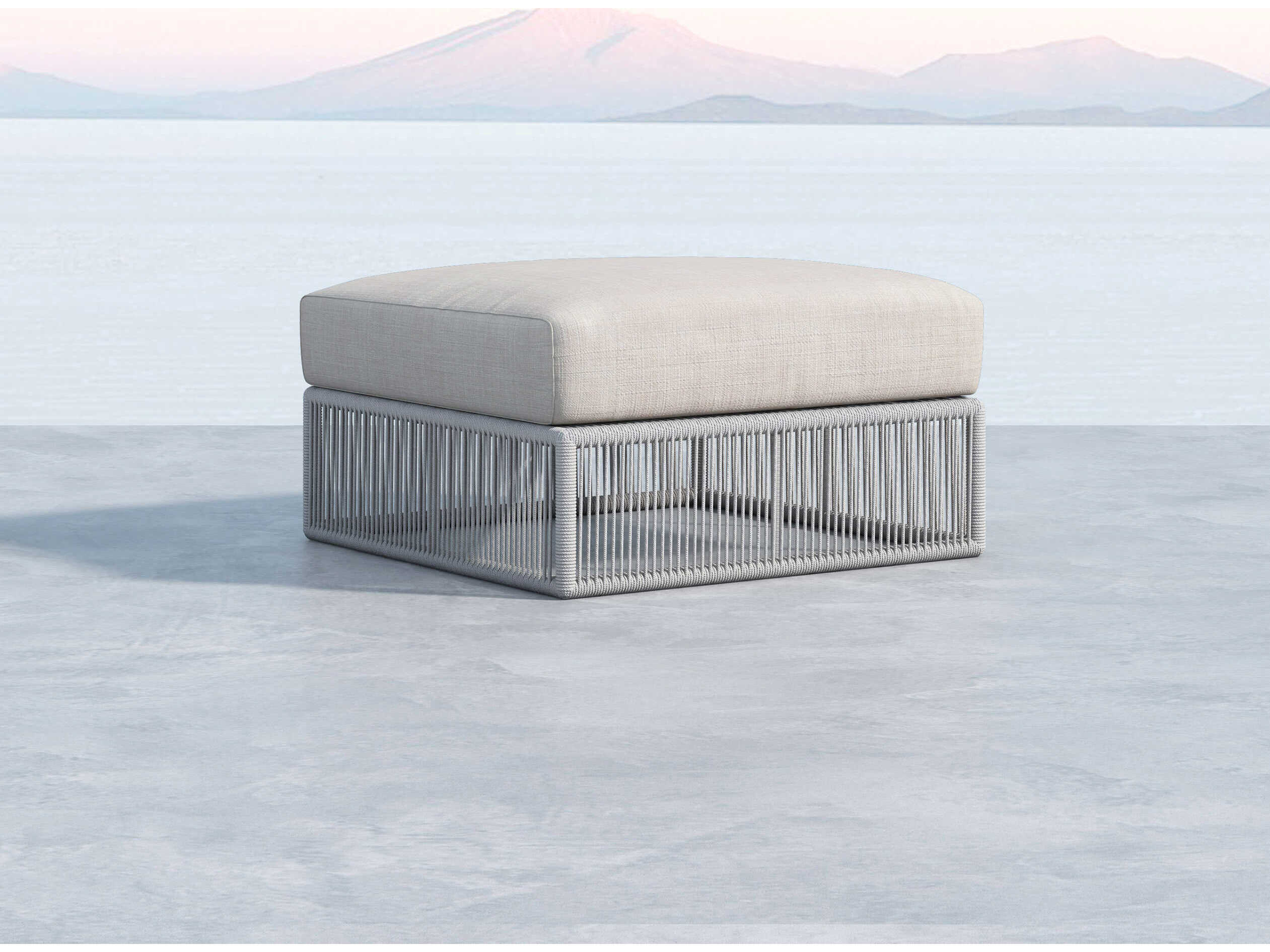 Sunset West Miami Silvers Rope Cushion Ottoman