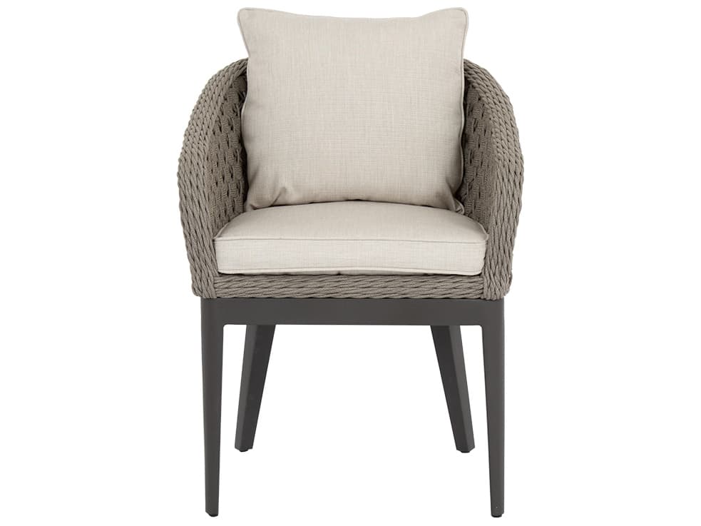 Sunset West Marbella Wicker Outdoor Dining Arm Chair in Echo Ash