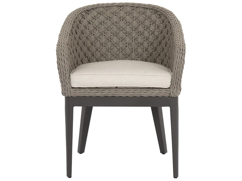 Sunset West Marbella Wicker Outdoor Dining Arm Chair in Echo Ash