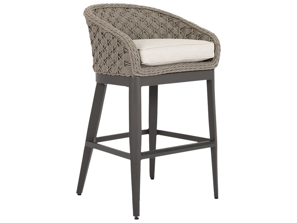 Sunset West Marbella Wicker Outdoor Patio Bar Stool in Echo Ash