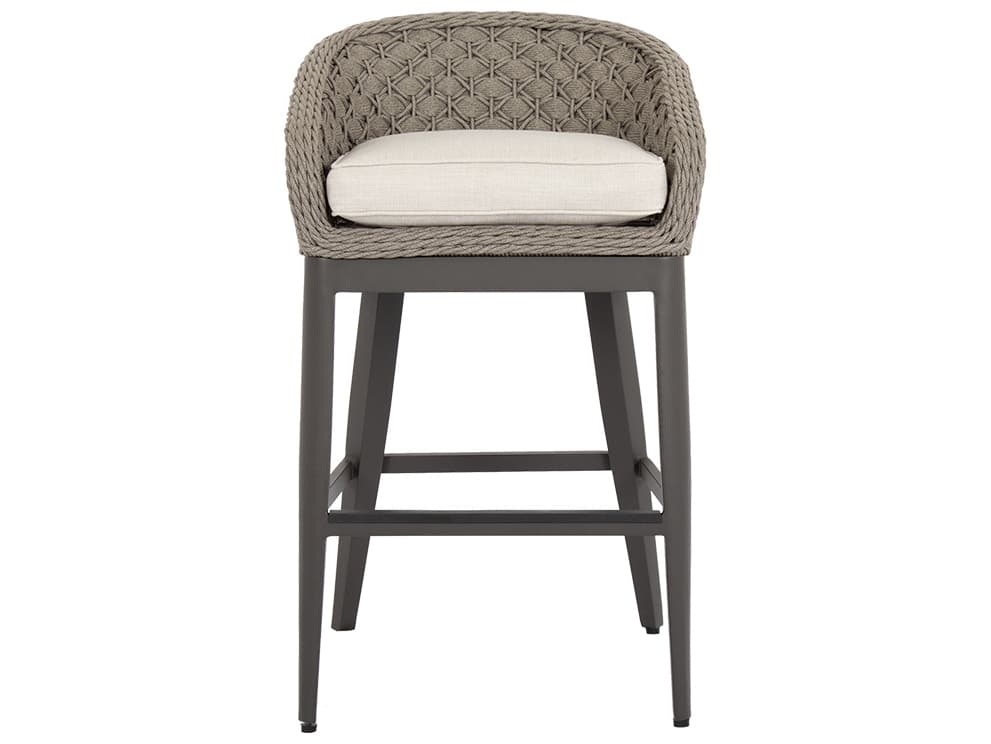 Sunset West Marbella Wicker Outdoor Patio Bar Stool in Echo Ash