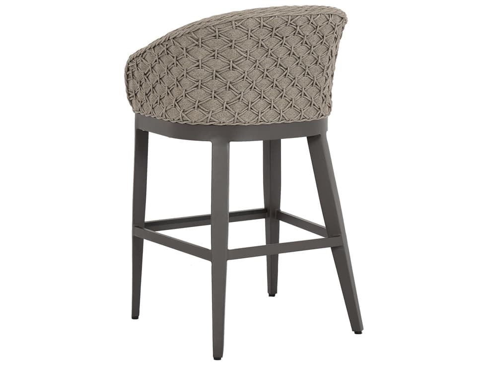 Sunset West Marbella Wicker Outdoor Patio Bar Stool in Echo Ash