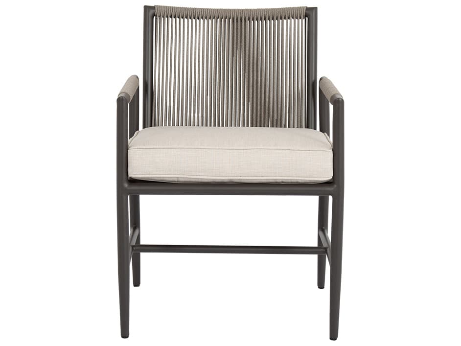 Sunset West Pietra Aluminum Patio Dining Arm Chair in Echo Ash