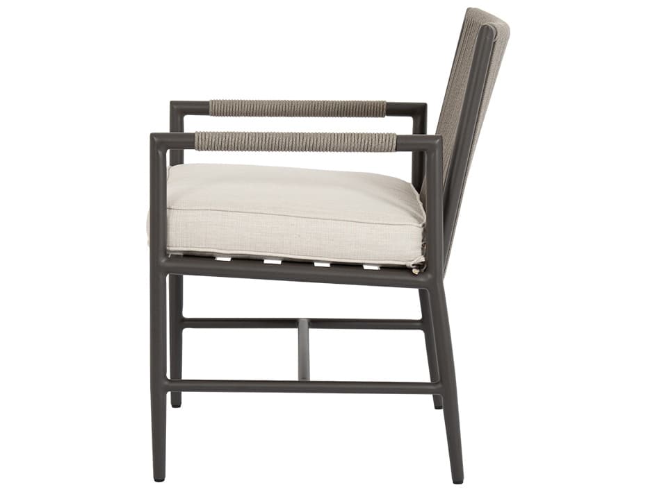 Sunset West Pietra Aluminum Patio Dining Arm Chair in Echo Ash