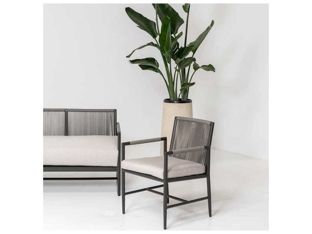 Sunset West Pietra Graphite Aluminum Cushion Dining Chair