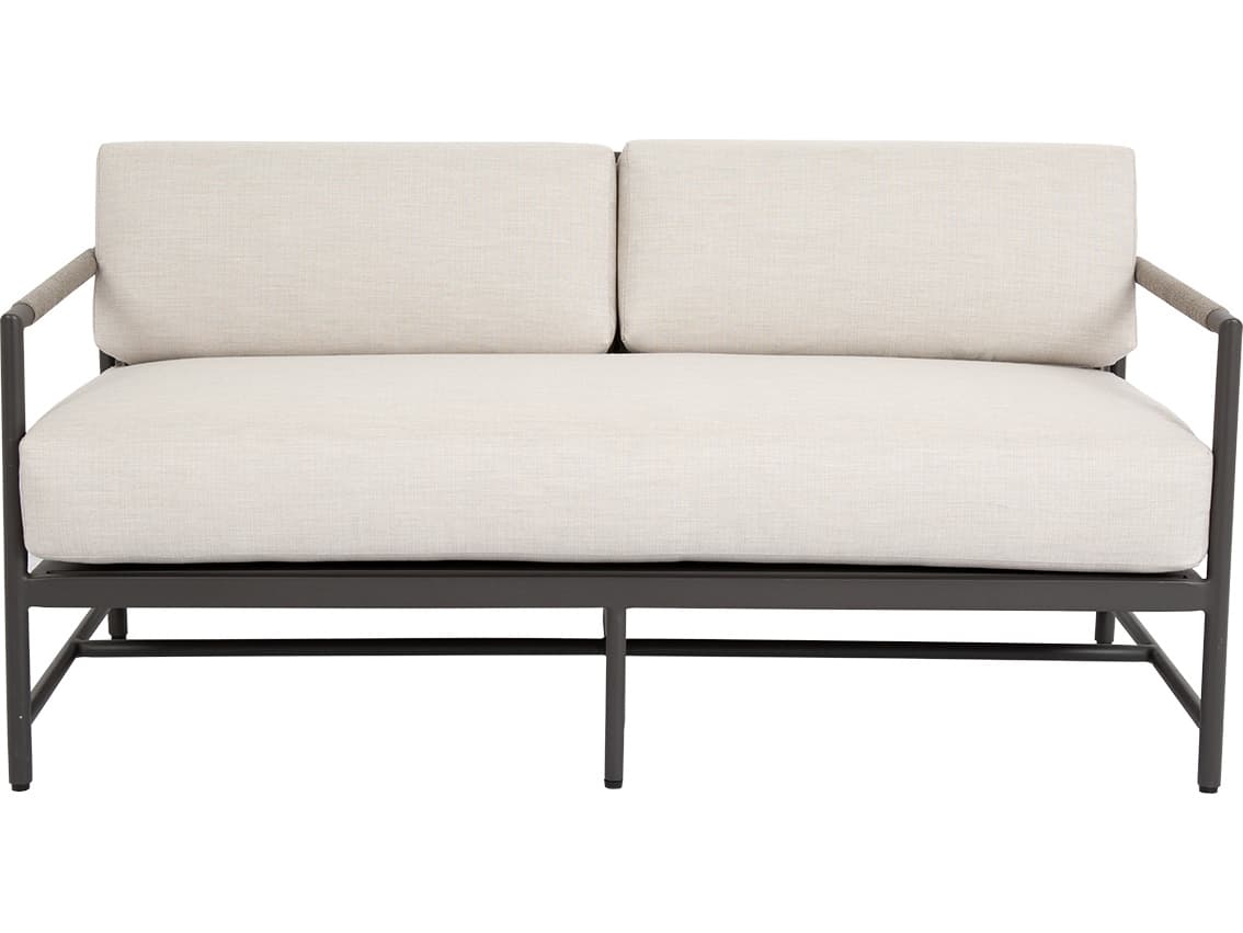 Sunset West Pietra Aluminum Outdoor Patio Loveseat in Echo Ash