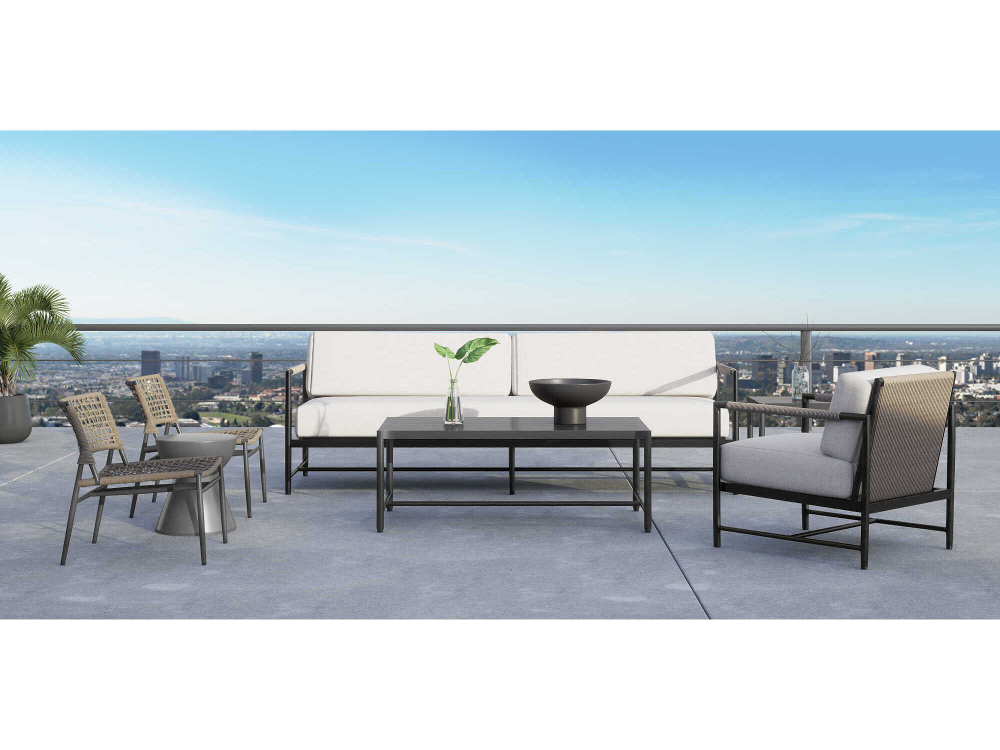 Sunset West Pietra Graphite Aluminum Cushion Loveseat