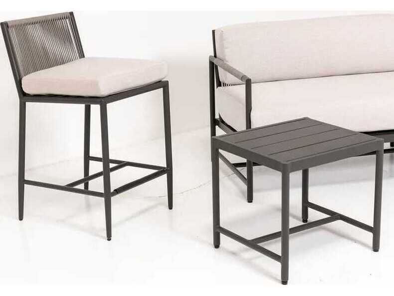 Sunset West Pietra Graphite Aluminum Cushion Counter Stool