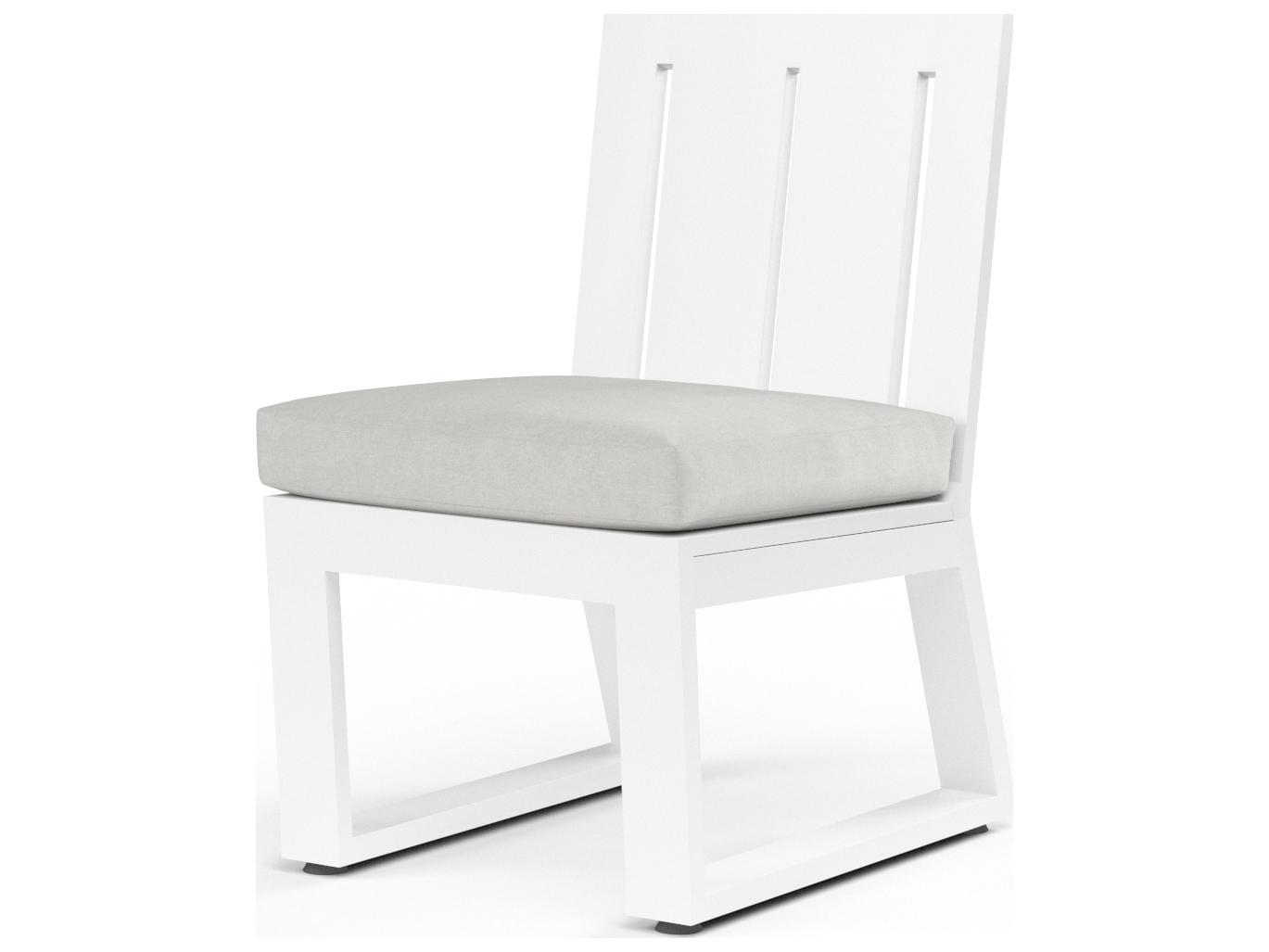 Sunset West Newport Frosted White Aluminum Patio Dining Side Chair in Cast Silver