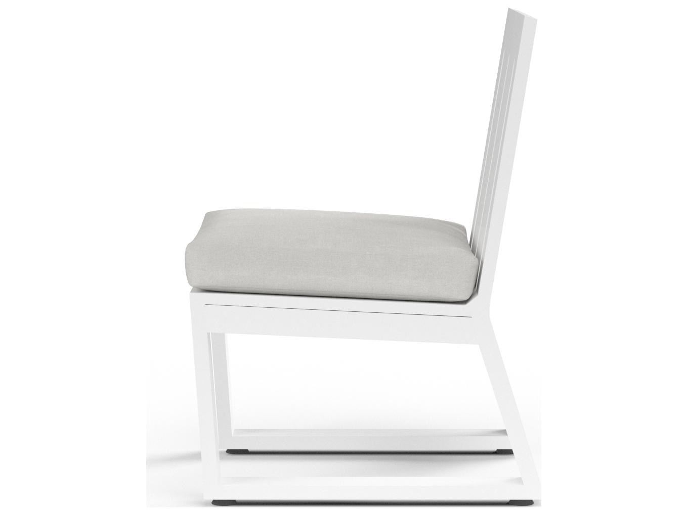 Sunset West Newport Frosted White Aluminum Patio Dining Side Chair in Cast Silver