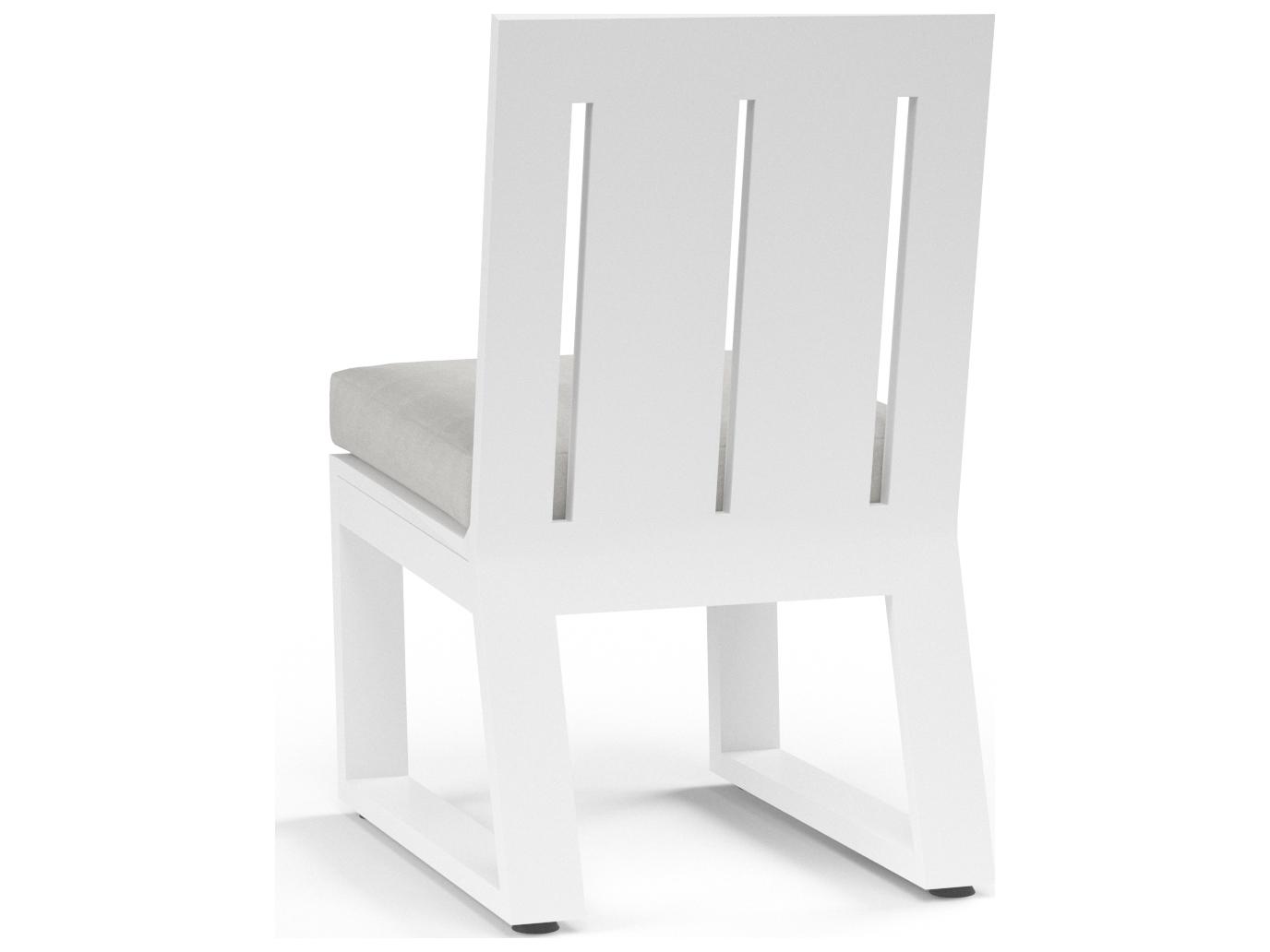 Sunset West Newport Frosted White Aluminum Patio Dining Side Chair in Cast Silver