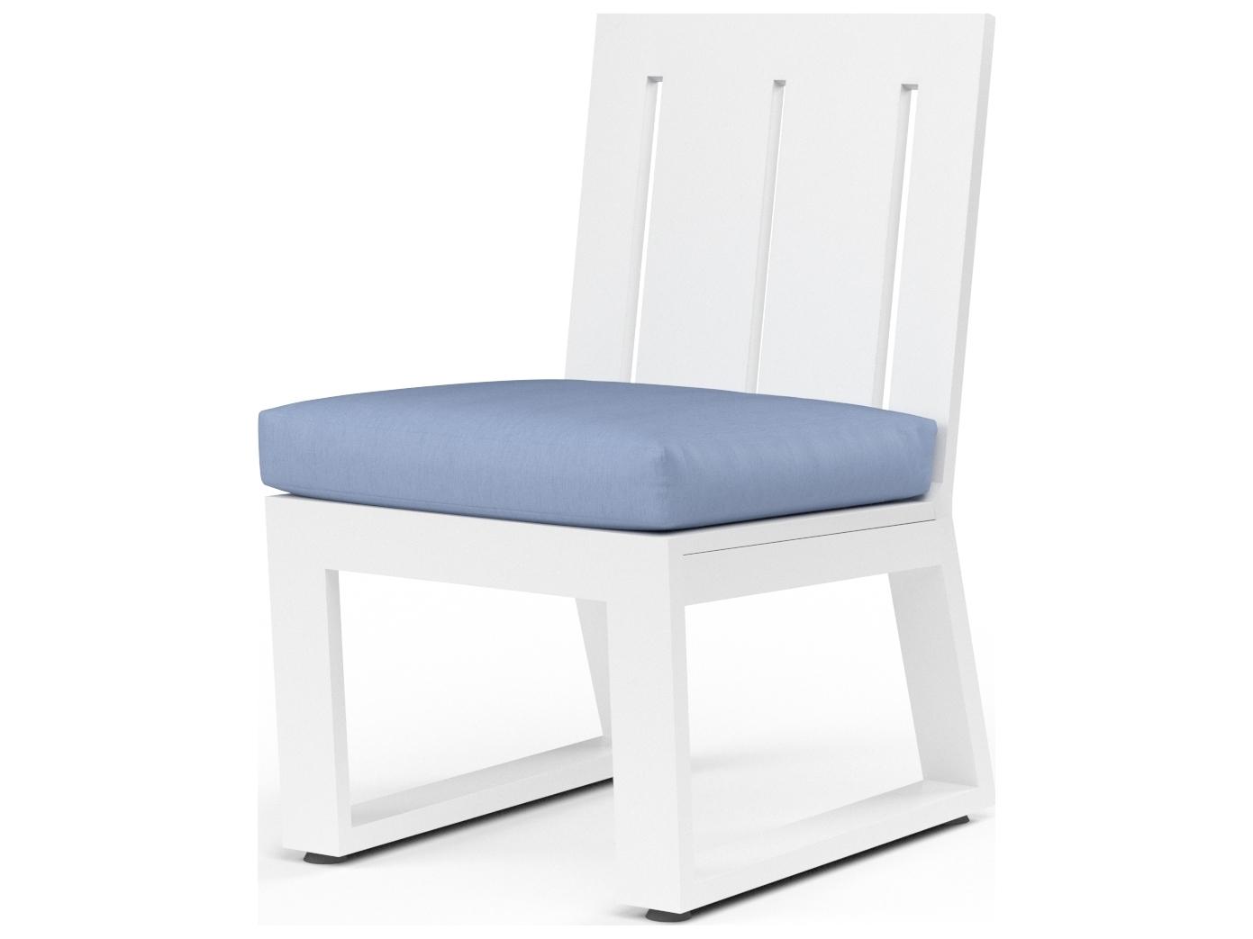 Sunset West Newport Frosted White Aluminum Outdoor Dining Side Chair