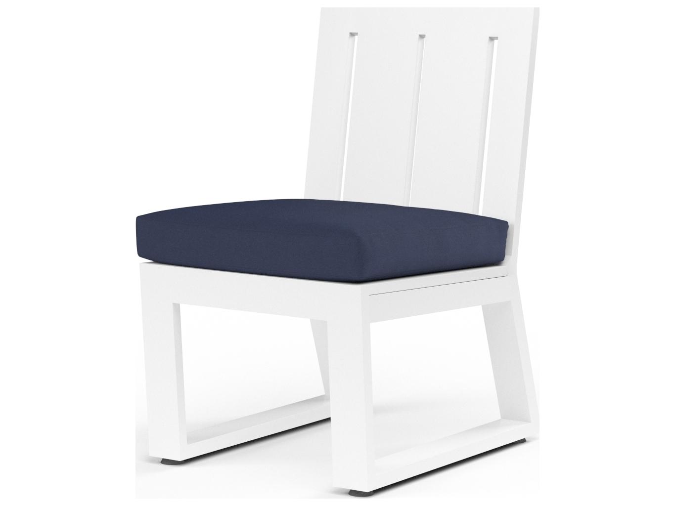 Sunset West Newport Frosted White Aluminum Outdoor Dining Side Chair