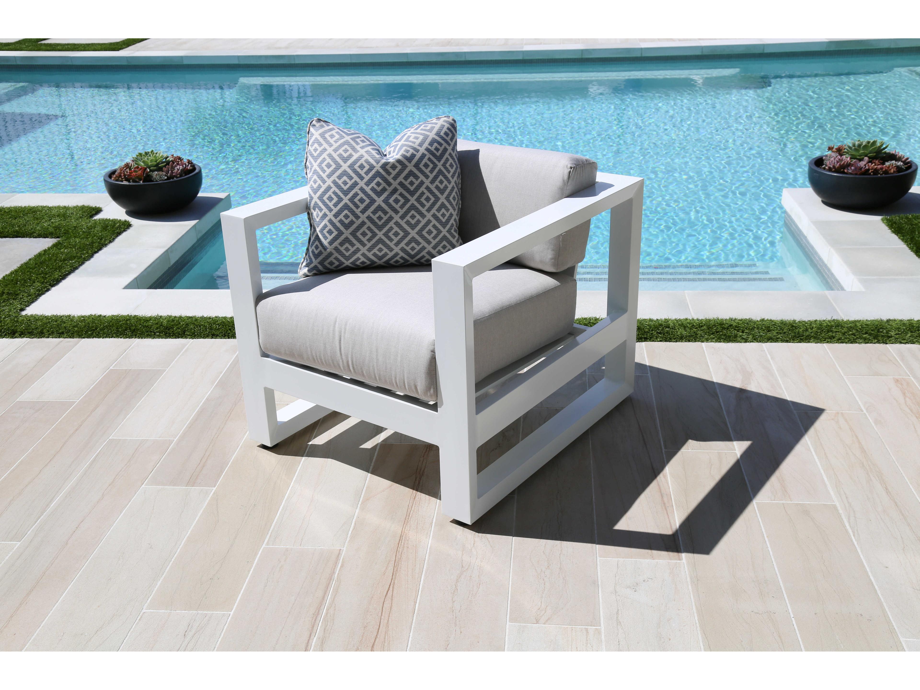Sunset West Newport Frost Aluminum Cushion Lounge Chair