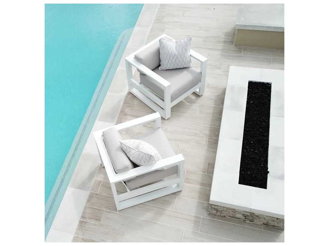 Sunset West Newport Frost Aluminum Cushion Lounge Chair