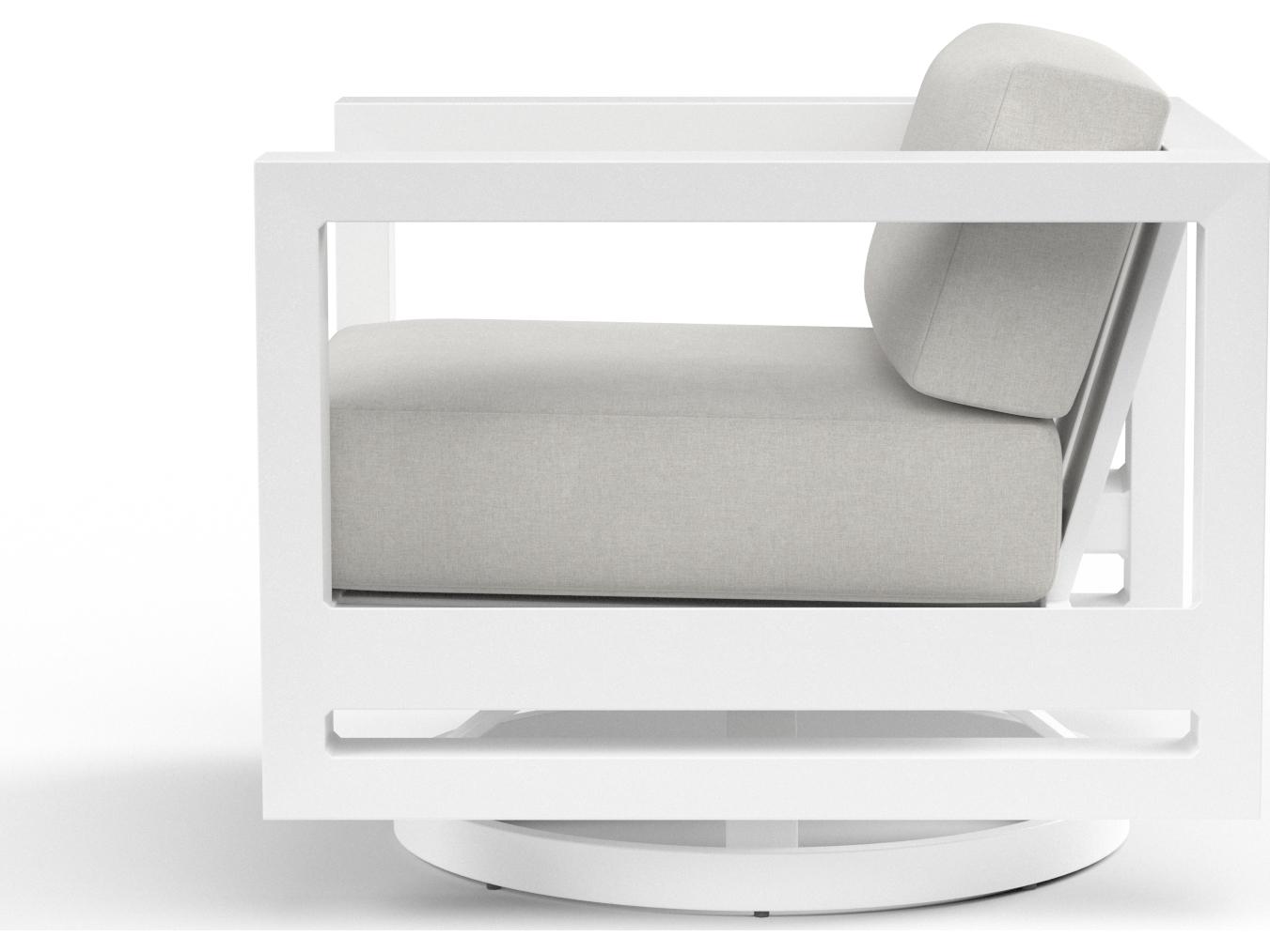 Sunset West Newport Aluminum Frost Swivel Outdoor Patio Lounge Chair