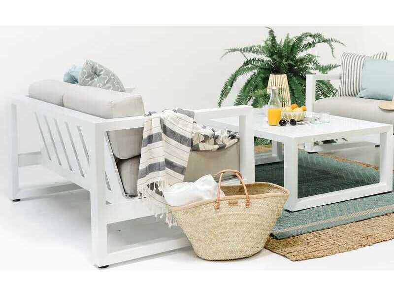 Sunset West Newport Frost Aluminum Cushion Loveseat