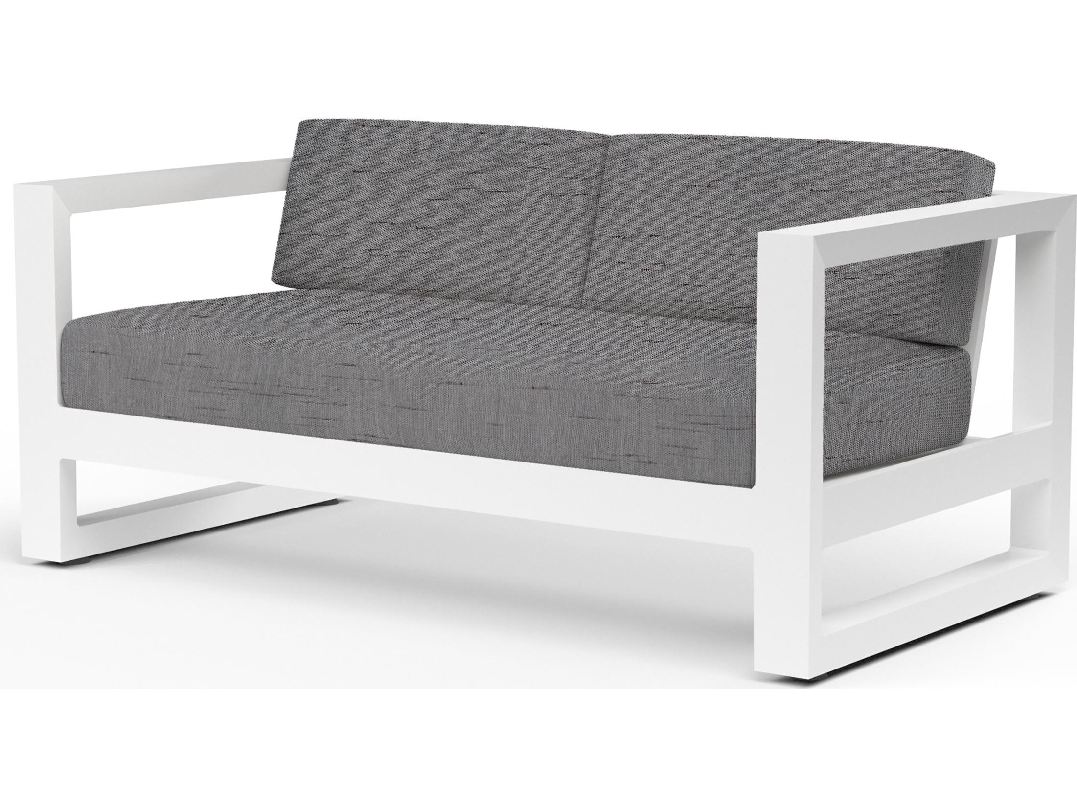 Sunset West Newport Frosted White Aluminum Outdoor Patio Loveseat