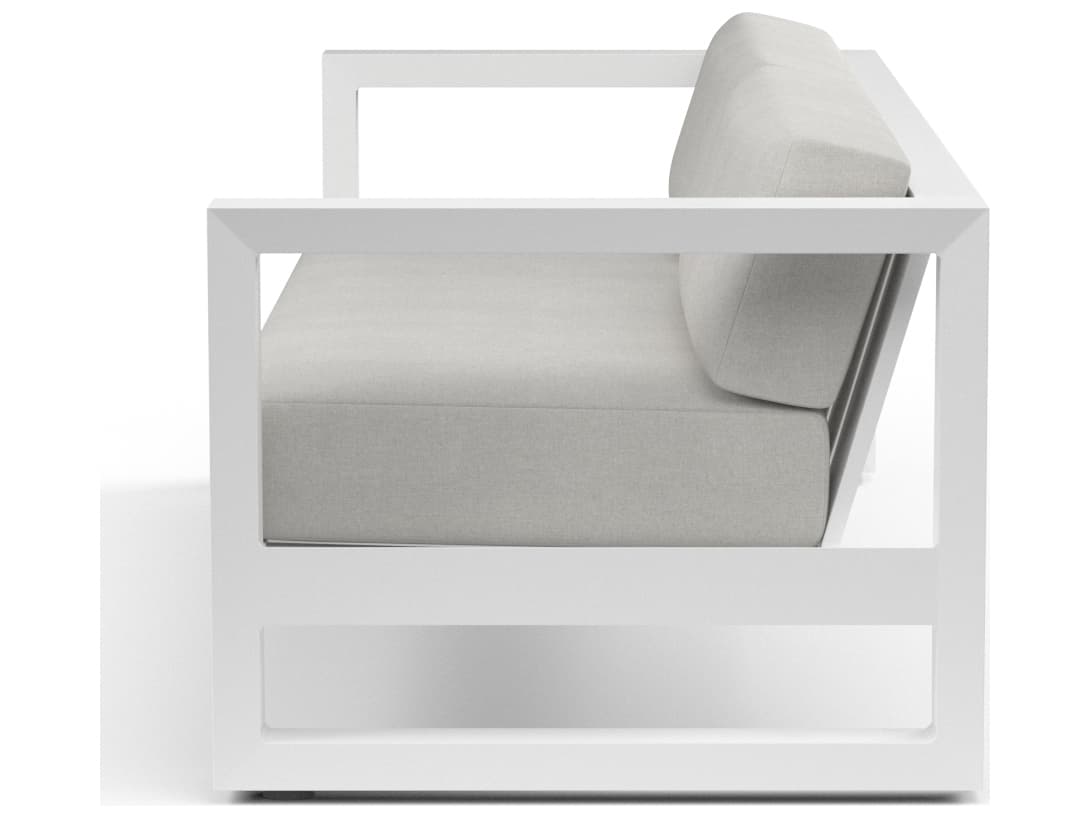 Sunset West Newport Frosted White Aluminum Outdoor Sofa in Cast Silver