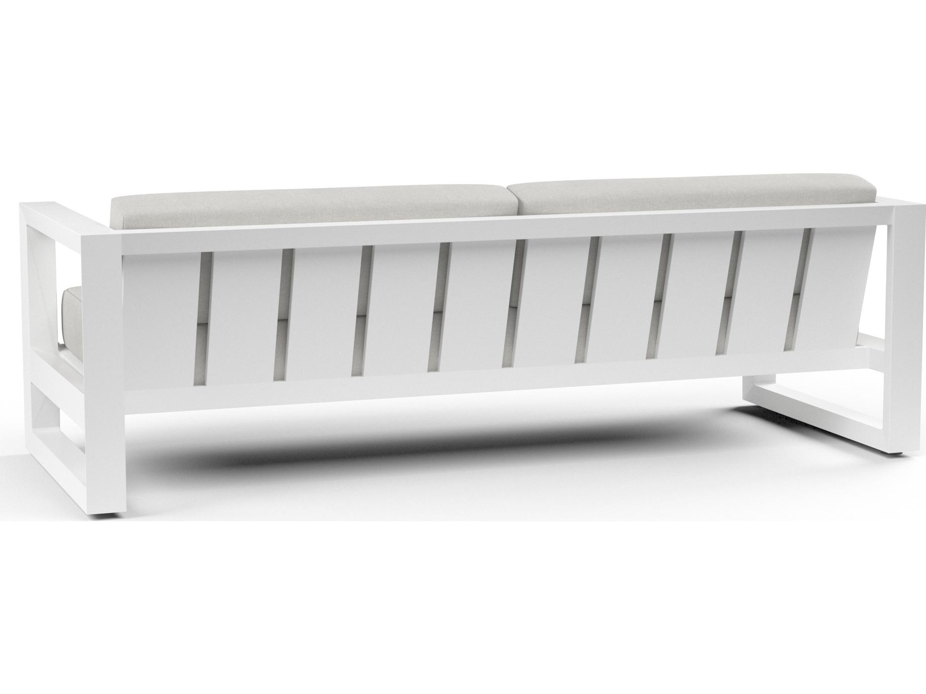 Sunset West Newport Frosted White Aluminum Outdoor Sofa in Cast Silver