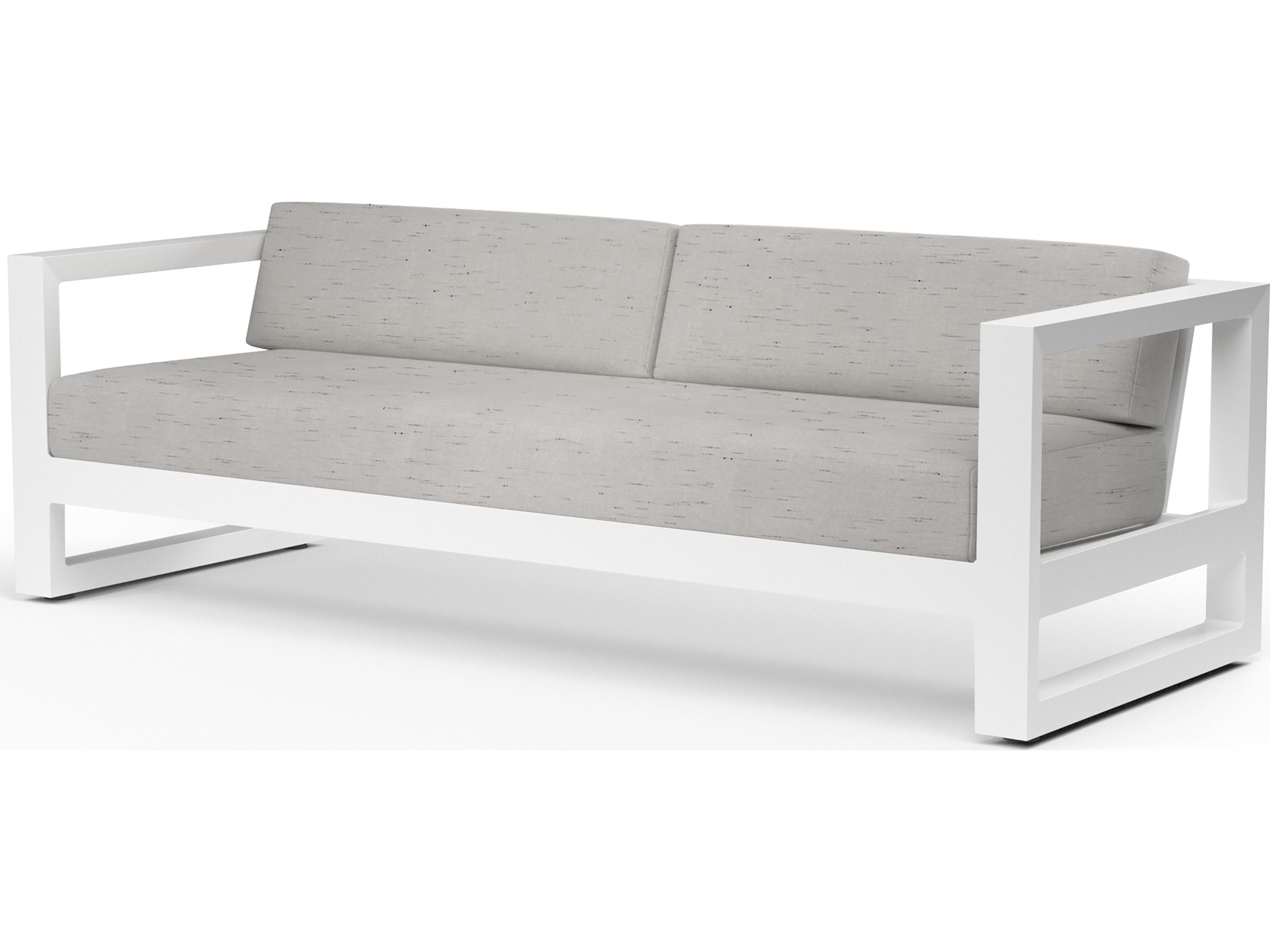 Sunset West Newport Frosted White Aluminum Outdoor Patio Sofa