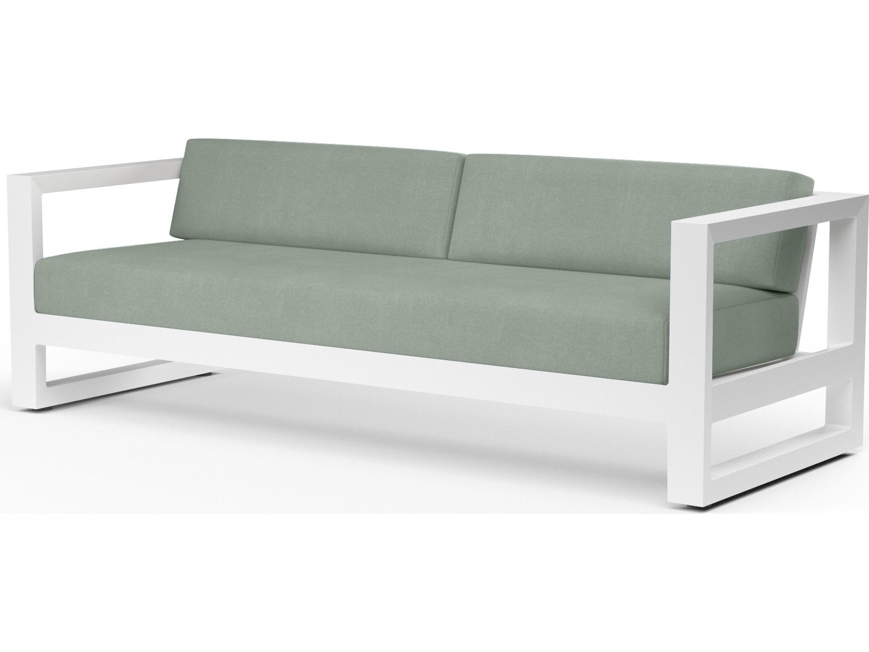 Sunset West Newport Frosted White Aluminum Outdoor Patio Sofa