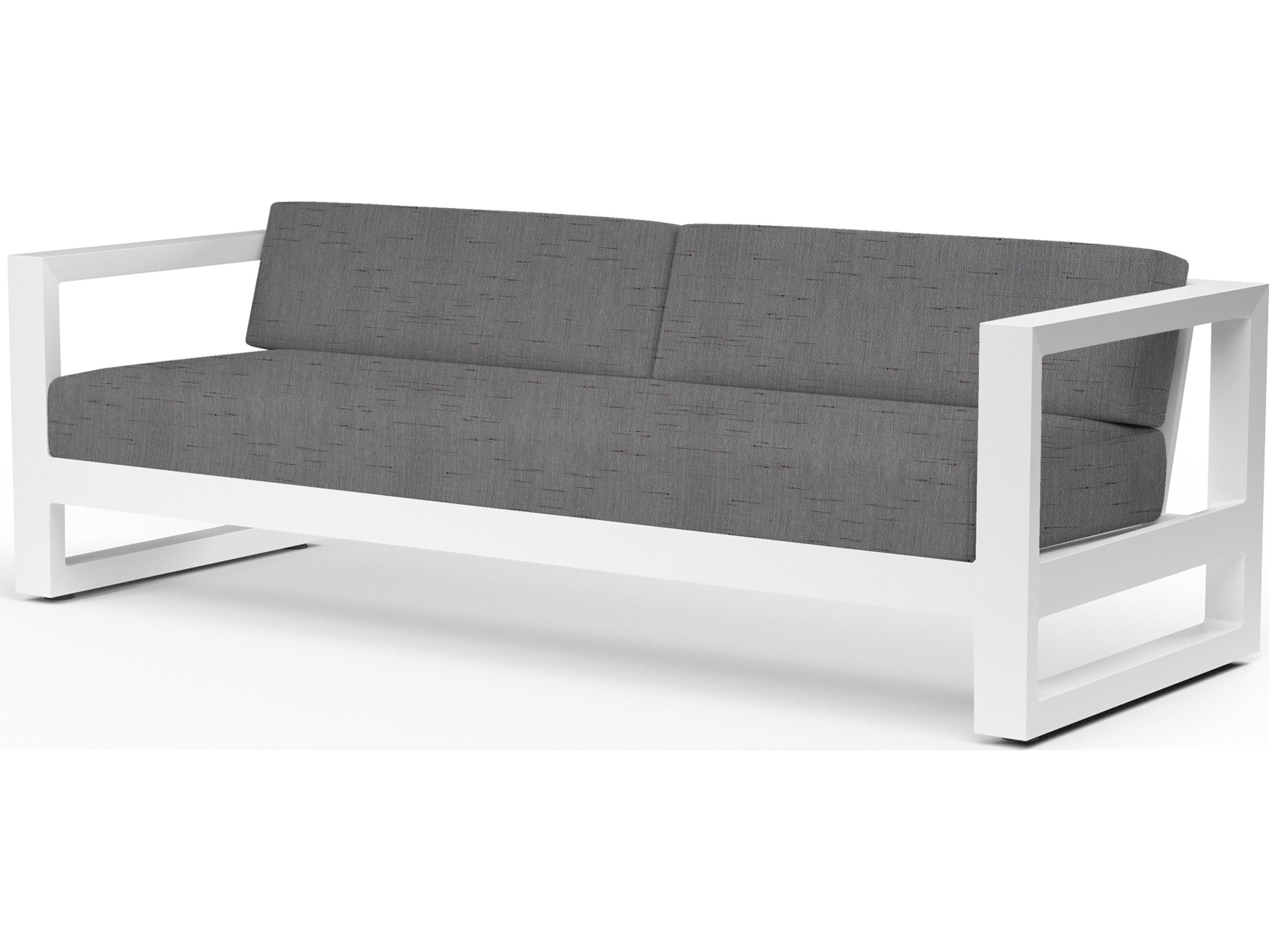Sunset West Newport Frosted White Aluminum Outdoor Patio Sofa