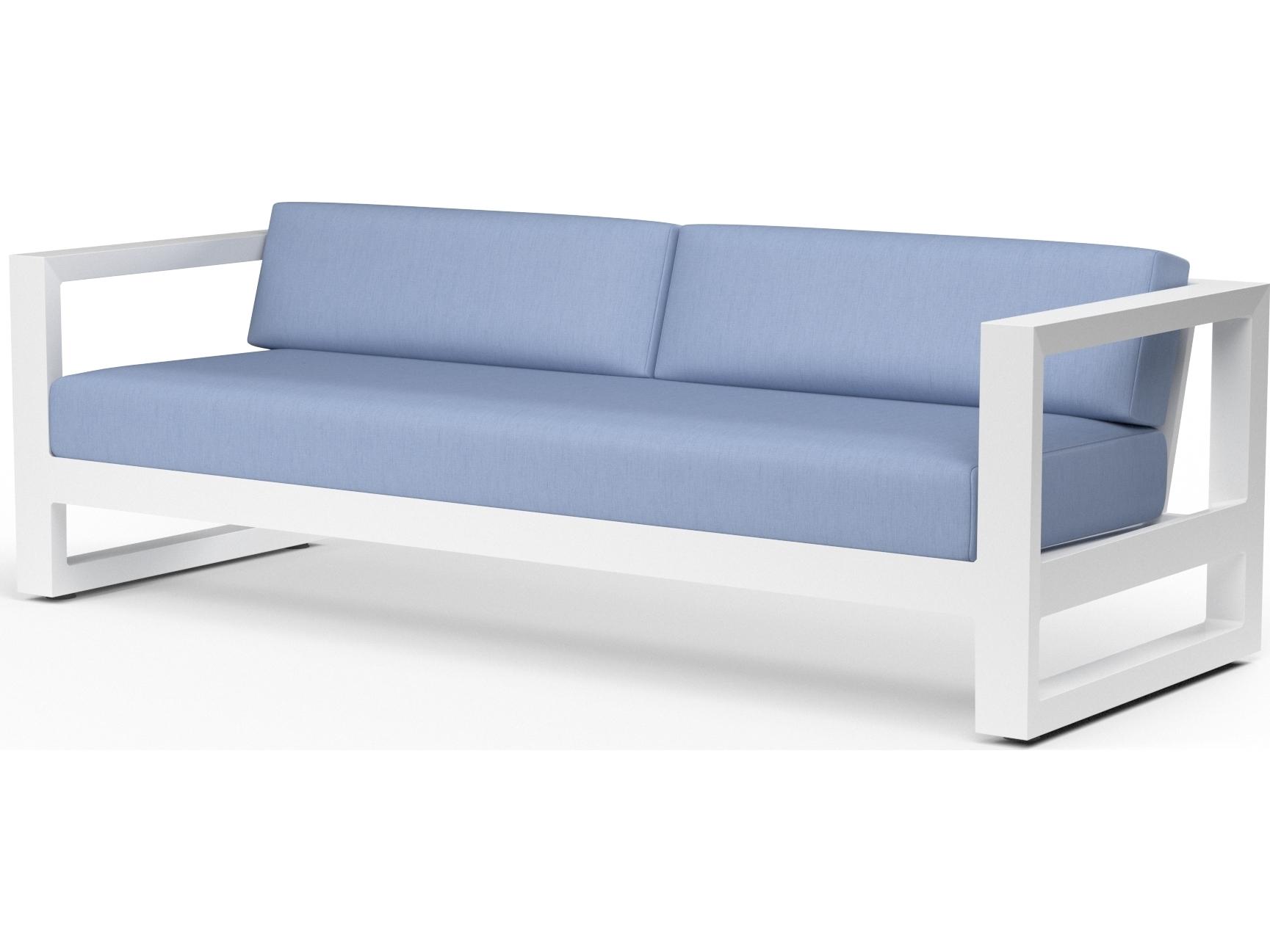 Sunset West Newport Frosted White Aluminum Outdoor Patio Sofa
