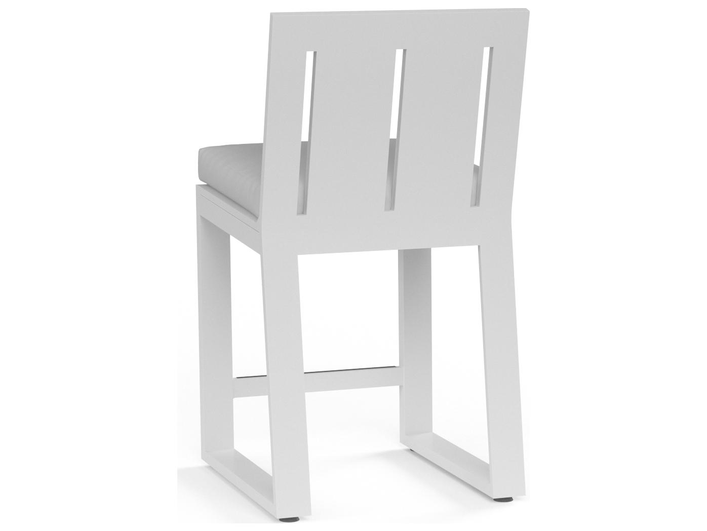Sunset West Newport Frosted White Aluminum Outdoor Bar Stool in Cast Silver
