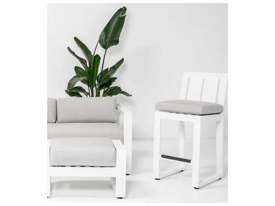 Sunset West Newport Frost Aluminum Cushion Bar Stool