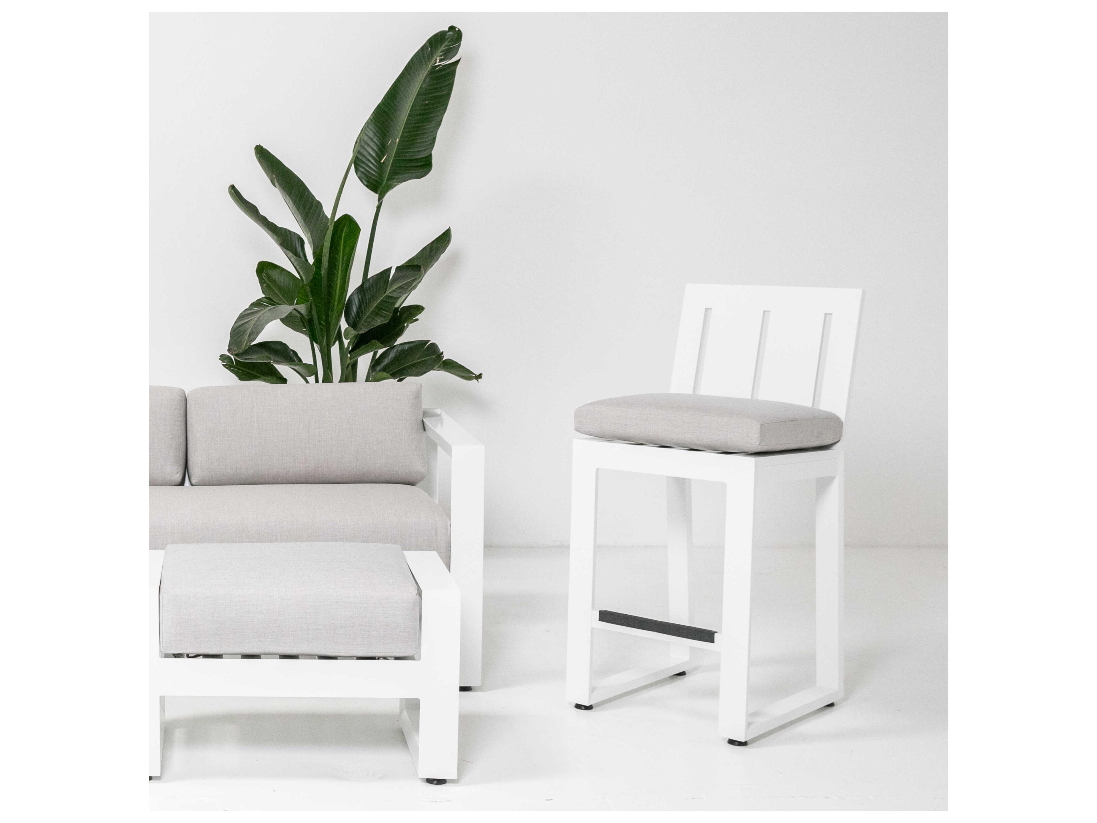 Sunset West Newport Frost Aluminum Cushion Counter Stool