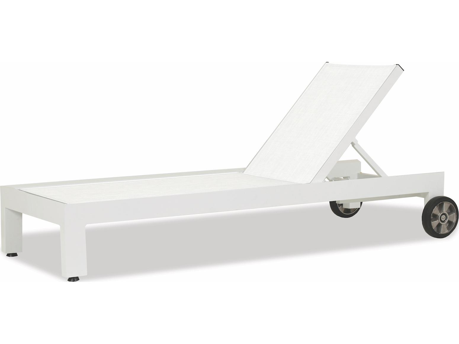 Sunset West Newport Frosted White Aluminum Sling Adjustable Outdoor Chaise Lounge in White