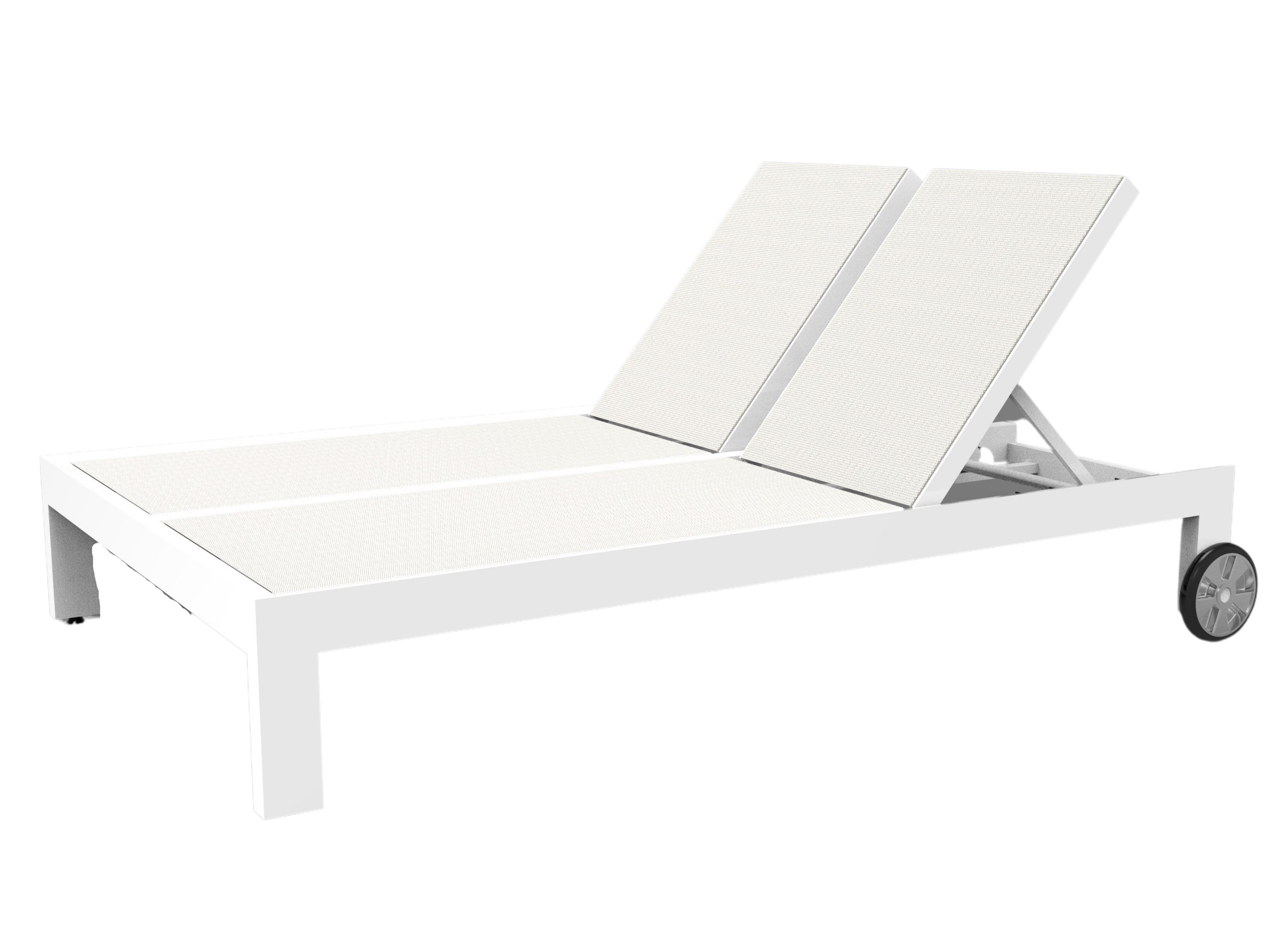 Sunset West Newport Aluminum Frost Adjustable Outdoor Patio Chaise Lounge with Sling in Textilene Cast Silver